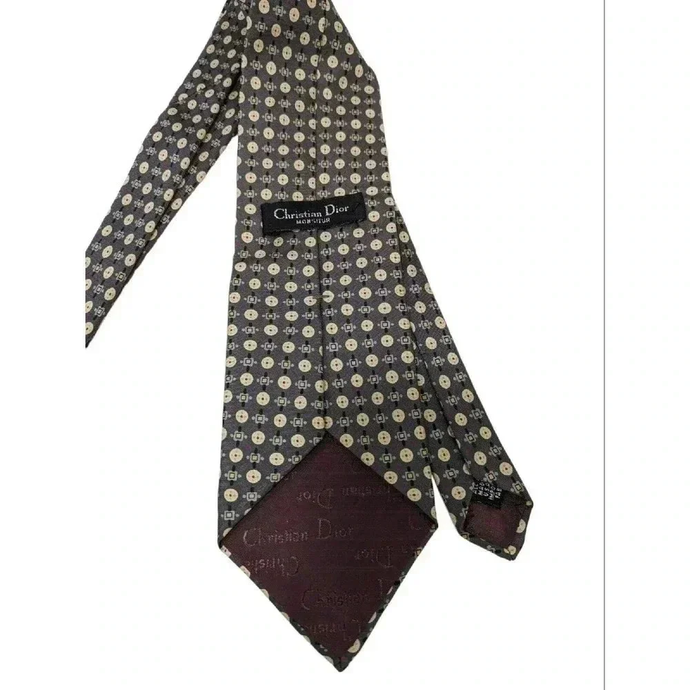 Christian Dior Monsieur Geometric Silk Necktie‎ Green Purple Tie